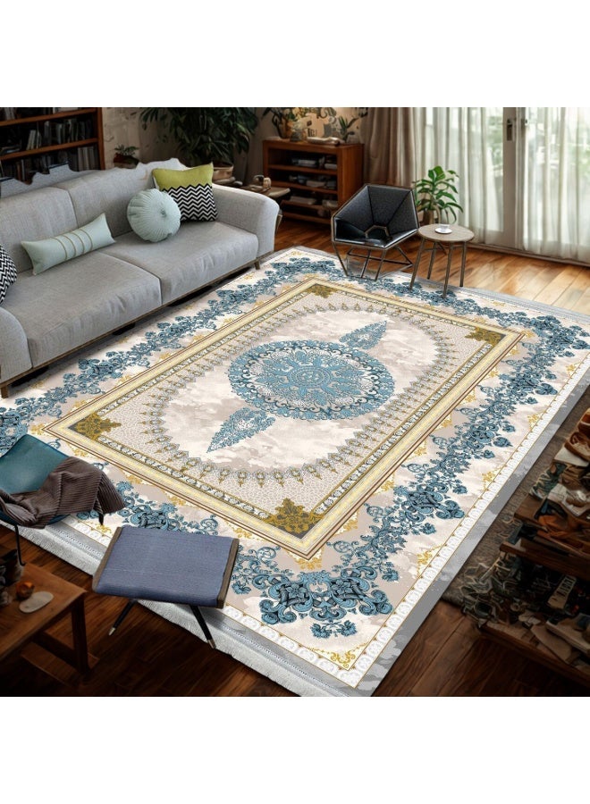 SMART HOME Large padded floor mat with a soft velvet surface and non-slip backing - Living room rug - Majlis rug - Lounge rug - Luxurious decorative rug - Elegant rug with modern patterns for living rooms and majlis - Size 350x250 cm - Suitable for everyday use and entertaining - Image 5